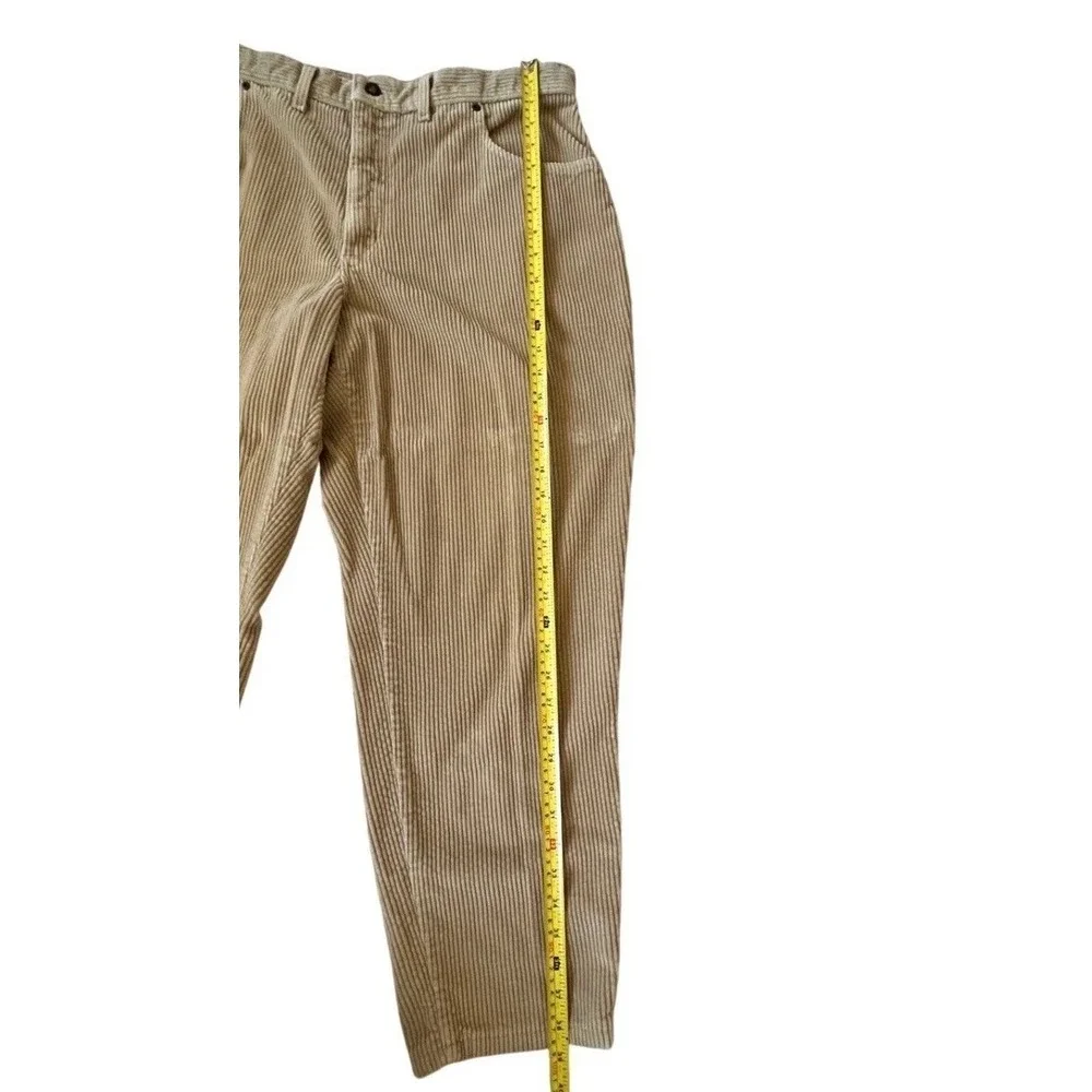 Lands End Mens 38 Wide Wale Corduroy Pants Tan Beige Straight Leg Made in USA